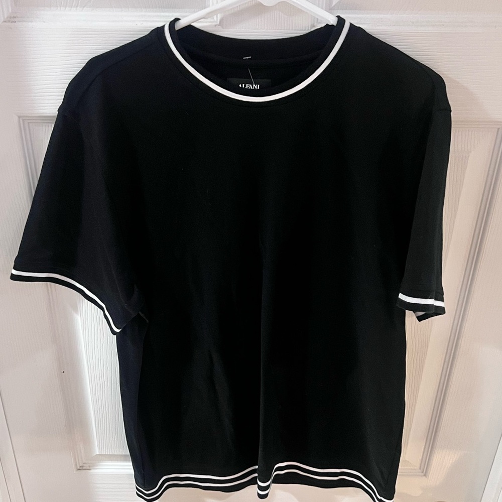 Alfani Stretch Tee Black White L